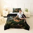 thumbnail image 2 of Metsweet Dino Green Letter J Twin Comforter Sets 2pcs, Volcano Tyrannosaurus Rex Bedding Set,Brown Orange,Black Reversible,1 Comforter and 1 Pillowcase, 2 of 6