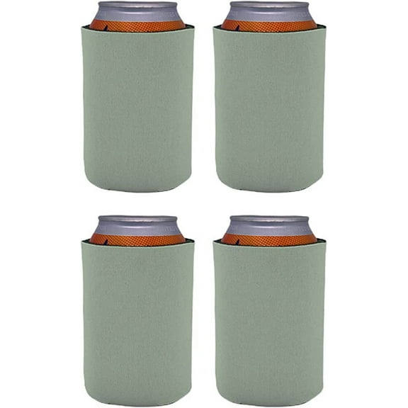 Blank Soft Foam Collapsible Can Coolie (Gray, 4 Pack)