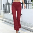 thumbnail image 4 of Aoochasliy Womens Pants Clothes Casual Ladies Sexy Mesh Sheer Solid Color Elastic Flared Pants, 4 of 5