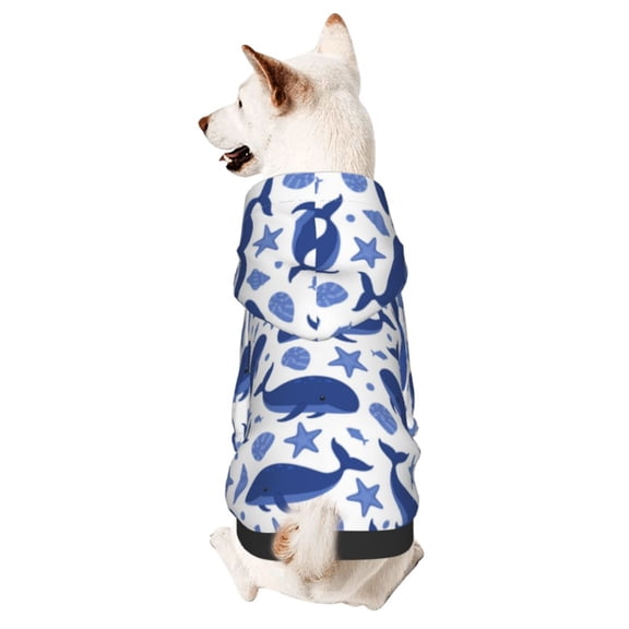 Honeii Whale Print Small Dog Hoodies Pet Hooded Sweatshirts Fall Winter Puppy Cat Sweaters Warm Clothes for Small Dogs Outfits Costume-X-Small