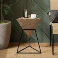 thumbnail image 5 of Modern Geometric End Table with Wooden Top and Metal Base, Unique Pyramid Side Table Plant Stand for Office, Living Room, Bedroom, Triangle, Brown, Nature, 5 of 16