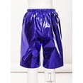 thumbnail image 7 of Sinleey Kids Boys Girls Shiny Metallic Hip Hop Dance Shorts Loose Elastic Waistband Leather Blue 110, 7 of 7
