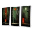 thumbnail image 3 of Designart "Urban Solitude under the Full Moon III" Modern Geometric Framed Wall Art Set Of 3 - Green Abstract Geometric Frame Canvas Set For Living Room Decor, 3 of 6