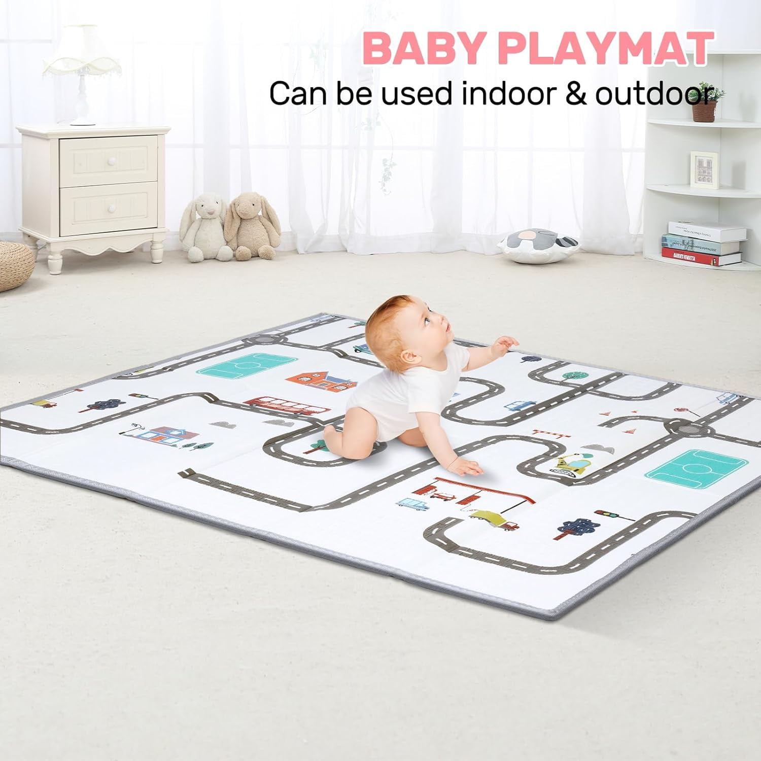 kmaier Baby Playpen, Large Indoor and Outdoor Play Yards, 360° Visibility , for Toddler-Pink