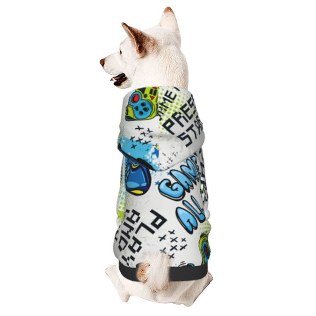 Fotbe Game All Day Sudadera con Estampado para Perros Pequeños – Suéter con Capucha para Mascotas, Tela Suave de Forro Polar con Bolsillo-XX-Large