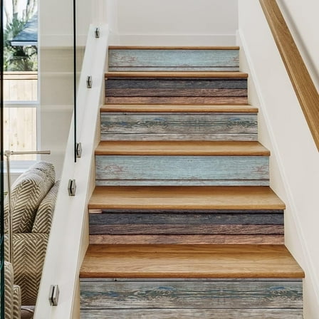 WEXIA 7 Pieces Stair Stickers Self-Adhesive Staircase Riser Decals Waterproof Peel and Stick Wallpaper Kitchen Bathroom