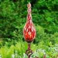 thumbnail image 4 of Exhart  Solar Pearlized Hand Blown Glass Twisted Flame Garden Stake with Metal Finial Detail, 36 Inch Red, 4 of 7