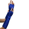 thumbnail image 4 of Prolriy Long Gloves Women Formal Stylish Glitter Gloves Sequin Long Gloves Fingerless Elastic Gloves Glitter Carnival Costumes for Women and Girls Opera Gloves Blue, 4 of 6
