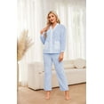 thumbnail image 2 of U2SKIIN Womens Fleece Cute Pajama Set, Soft Warm Pjs for Women 2 Piece Fluffy Sleepwear Plush Pajamas Button Down（Light Blue，L）, 2 of 5