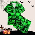thumbnail image 5 of WEAIXIMIUNG Ensemble 2 Pcs Pyjamas pour Enfants Enfants Imprimé Graphique Chemise à Boutons à Manches Courtes Shorts Ensemble de Pyjama 8-9 Ans, 5 of 5