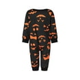 thumbnail image 6 of Liacowi Halloween Pajamas for Family Glow In The Dark Castle Print Long Sleeve Tops + Pants Set Fall Sleepwear, 6 of 9