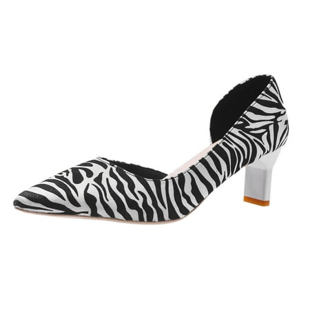 

Ladies Fashion Colorblock Striped Pointed Toe Low Top High Heel Shoes