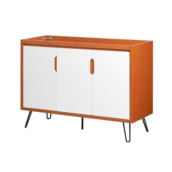 Vanity Cabinet (Sink not included), Cherry White, Melamine Wood , Mid Century Hotel Bedroom Bathroom, Modern Contemporary HB33807
