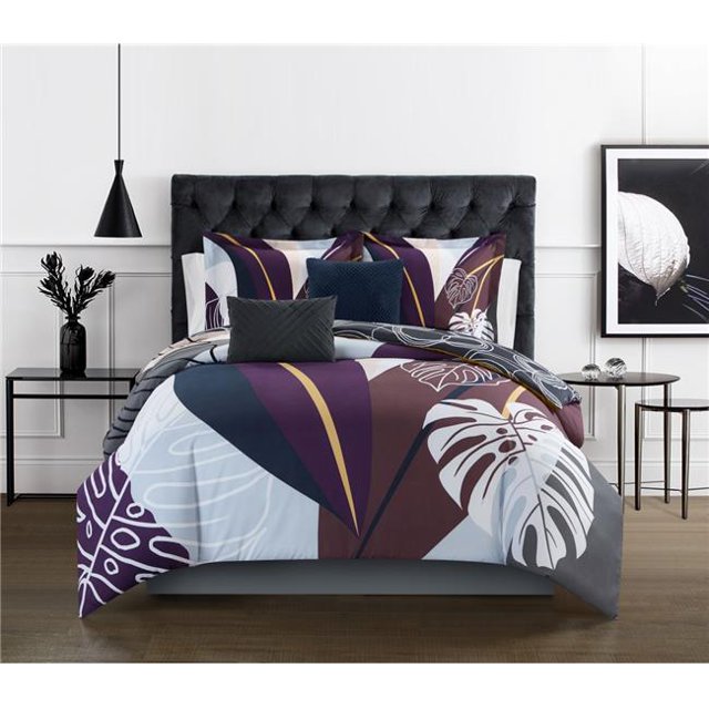 Chic Home BCS16607-US Large Scale Abstract Floral Pattern Print Bedding Anaeis Comforter Set - Decorative Pillows Shams Included, Queen - 5 Piece