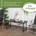 thumbnail image 3 of Foldable Patio Dining Table for 4, Height Adjustable Outdoor Table for Garden Lawn Backyard, Dark Grey, 3 of 7