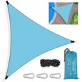 thumbnail image 1 of Triangular Shade Sail 3x3x3m, UV Protection Waterproof HDPE Fabric with Rope, for Patio Garden Pool, Blue - Compatible with Outdoor Spaces, 1 of 5