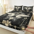 thumbnail image 3 of jejeloiu Boho Bohemian Style Full Size Sheets,Wild Animal Moth Bed Sheets,Beige Black Sheet Sets For Teens,Luxury Bedroom Decor,4 Pieces, 3 of 7