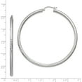 thumbnail image 3 of FB Jewels 14k White Gold Diamond-cut 3mm Round Hoop Earrings, 3 of 3
