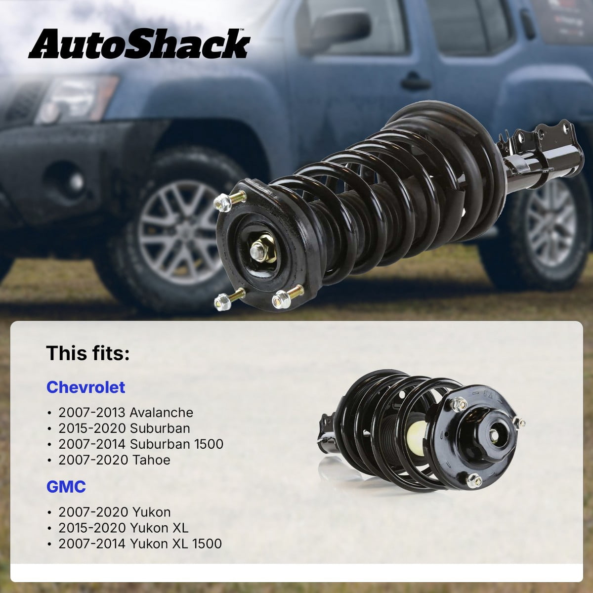 AutoShack Front Complete Strut & Coil Spring Assembly - Driver or Passenger Side for Chevrolet & GMC, Tahoe 2007-2020 Yukon 2007-2020 Suburban 2015-2020, 4WD RWD V8 4.8L 5.3L 6.0L 6.2L