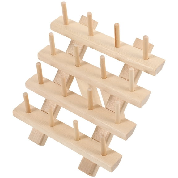 Wooden Yarn Spool Holder 1 Set Convenient Yarn Storage Rack for Desk Sewing Thread Holder
