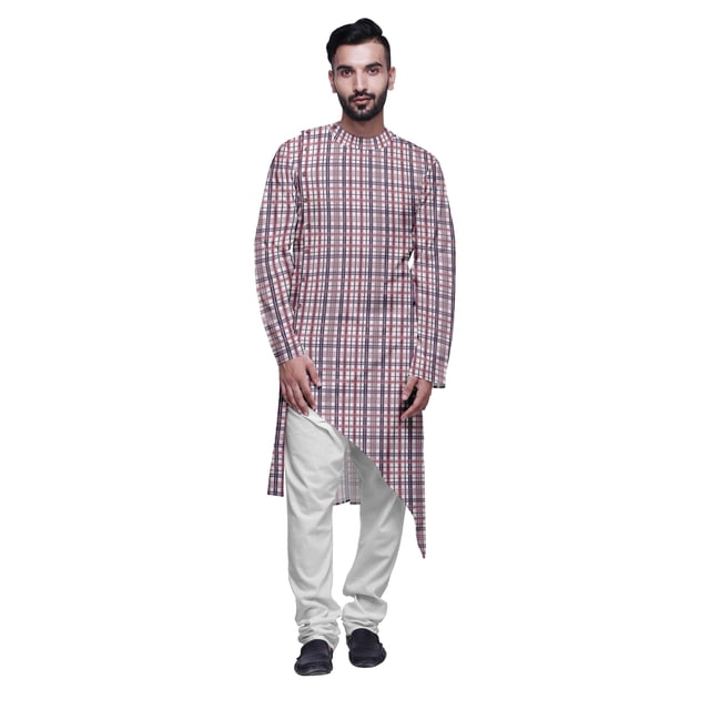 Atasi Ensemble Kurta Asymétrique Décontracté Imprimé pour Hommes Kurta Long de Designer pour Garçons