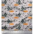 thumbnail image 1 of Soimoi Gray Rayon Fabric Bat & Haunted House Halloween Printed Fabric 1 Yard 42 Inch Wide, 1 of 3