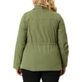 thumbnail image 3 of Unique Bargains Juniors' Plus Size Lapel Zipper Drawstring Waist Moto Jacket 1X Green, 3 of 6