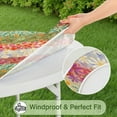 thumbnail image 5 of Vibrant Boho Floral Print Tablecloth - Elastic Hem Fits 52-56 Inch Round Tables - Stretchable Table Cover for Kitchen, 5 of 7