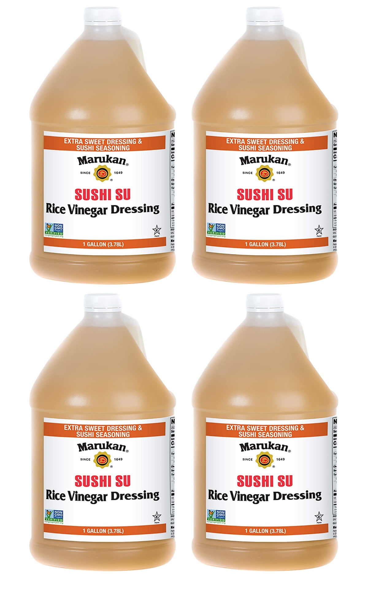 MARUKAN Sushi Su, Rice Vinegar Dressing, 1 Gallon Pack of 4