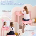 thumbnail image 3 of iRerts Kids Vanity Set with Lights, Cow Kids Make Up Vanity Desk with Mirror for Little Girls, 2 in 1 Princess Girls Makeup Vanity Toddler Vanity Table and Chairs Set with Drawer, Pink, 3 of 11