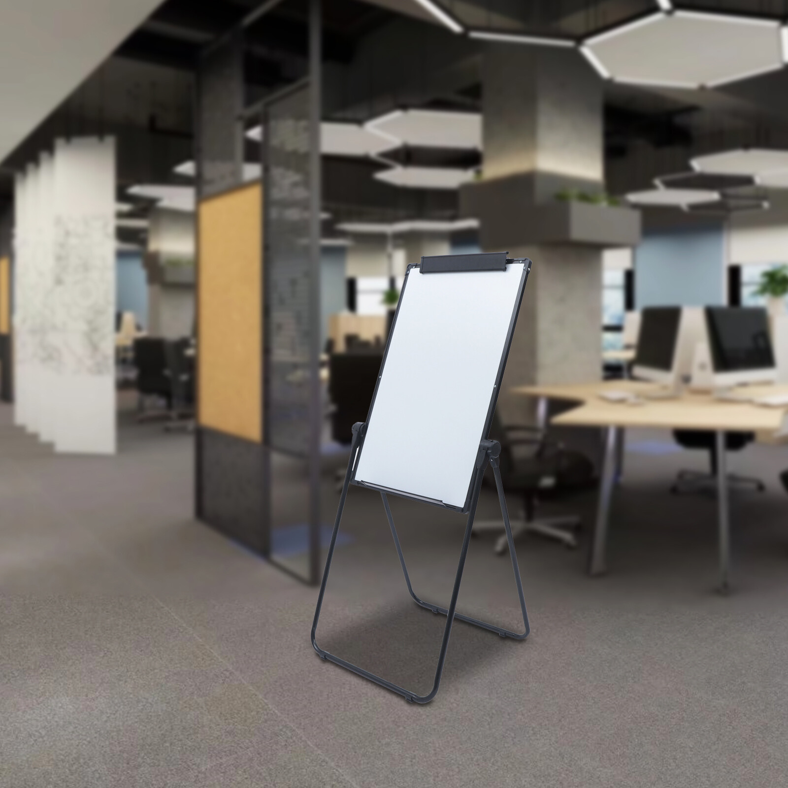 35*24" Double Sided Board Magnetic Dry Erase White Board Adjustable Freestanding