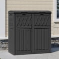 thumbnail image 6 of Uforic Double Compartment Outdoor Trash Can, 62 Gallon Waterproof Resin Garbage Bin with Tiered Lid and Drip Tray for Patio Deck Backyard, Black, 6 of 10