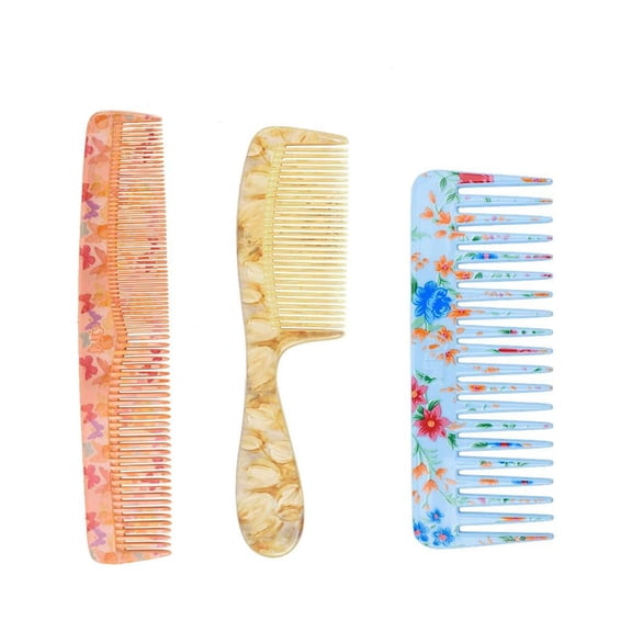 Dressing and Shampoo Hair Combs Combo for Women (Multicolour) - Pack of 3