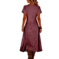 thumbnail image 6 of CIENVNSTG Dresses for Women Summer Short Sleeve V Neck Maxi Dress Plus Size Loose Casual Flowy Swing A Line Beach Sundress Wine 2XL, 6 of 6