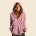 thumbnail image 3 of Dalix Alien Embroidered Fleece Zip Washed Hoodie Cold Fall Winter Women in Dusty Rose XS X-Small, 3 of 5