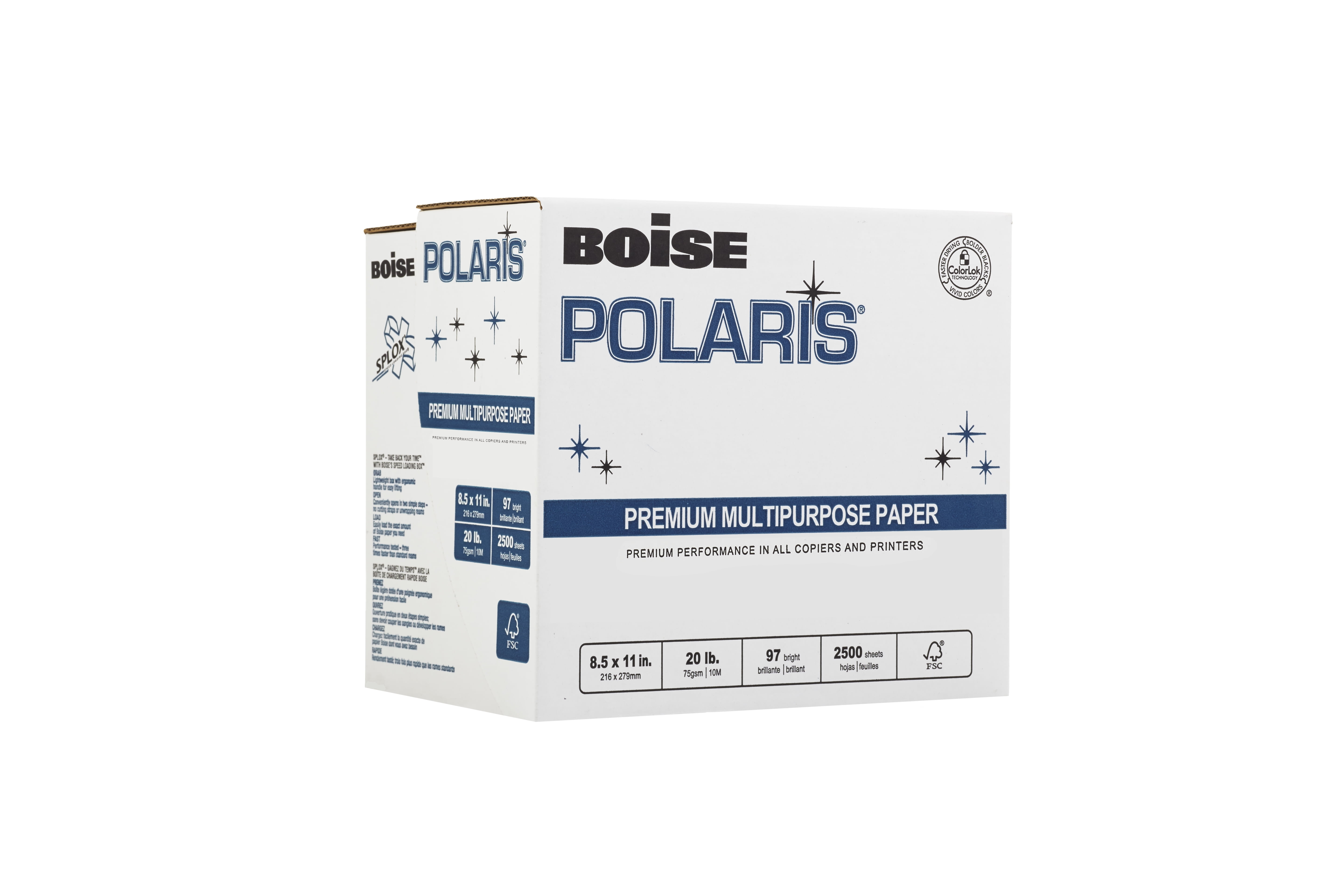97 Bright White BOISE POLARIS Premium Multipurpose Paper 8.5 x 14 5,000 Sheets 10 ream carton 20 lb 