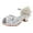 Silver, variant on REDARER Girls Sandals Closed Toe Heels Wedding Party Shoes Sequins Bow for Toddler,13.5