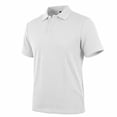 thumbnail image 6 of Mens Polo Shirts Solid Color Summer Casual Knit Short Sleeve Button Down with Pattern Business Collar Breathable Golf Shirts for Men White M, 6 of 7