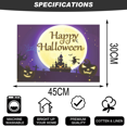 thumbnail image 3 of Happy Set of 4 Happy Halloween Placemats - 12x18 Inch Linen Dining Table Mats with Horror Graffiti, Dark Style Lighthouse, and Fairy Tale Castle Designs for Seasonal Kitchen and Dinner Party Decor, 3 of 5