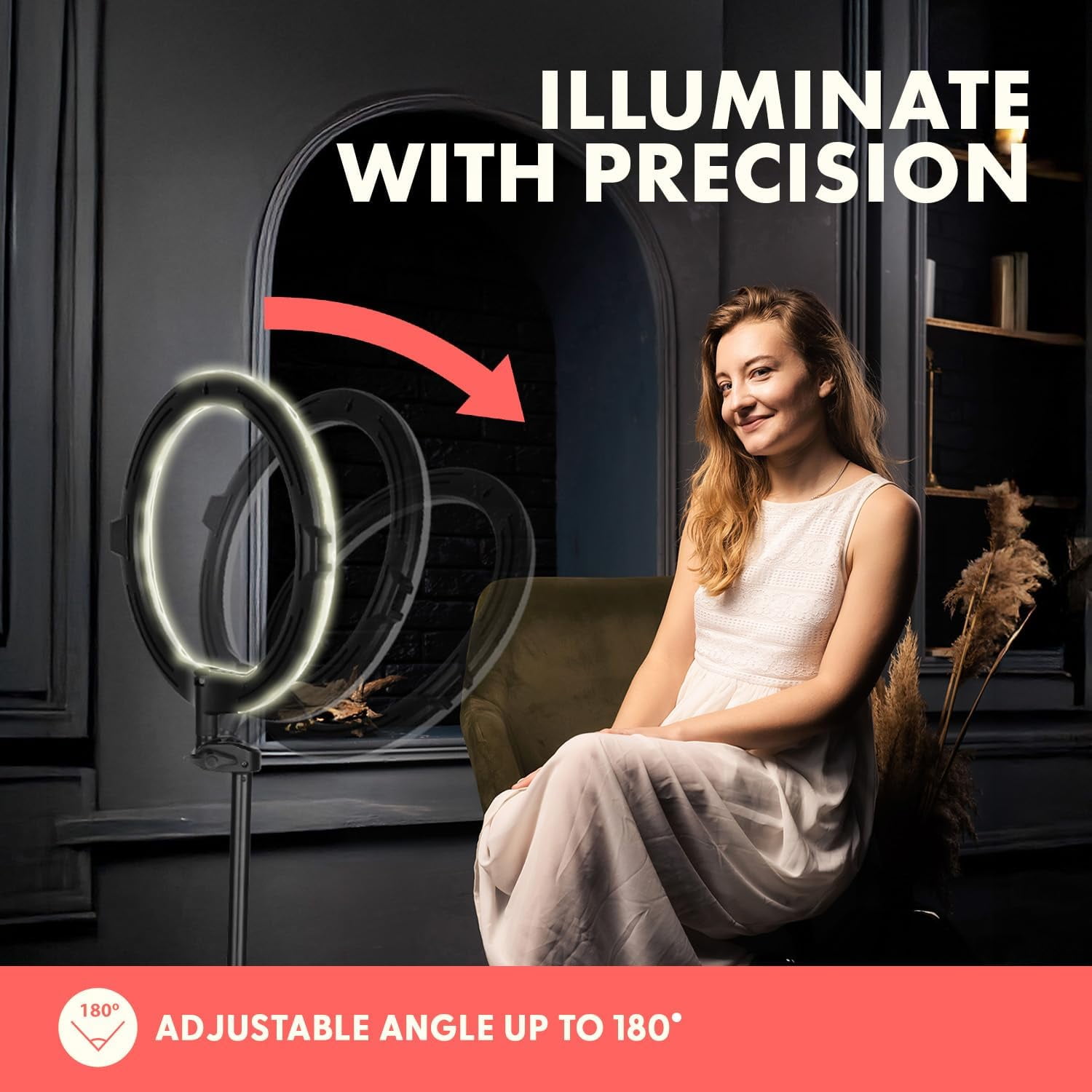 11’’ LED 12W Selfie Light with Wired Control, 3 Color Modes, 10 Brightness Levels, Tripod Stand with 6 Sections, Phone Holder, Adjustable Brightness Levels for Influencers, YouTube, TikTok