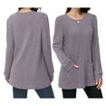 thumbnail image 3 of Long Sleeve Shirts for Women Long Sweaters with Pockets Tunic Tops Loose Fit Purple XXL, 3 of 5