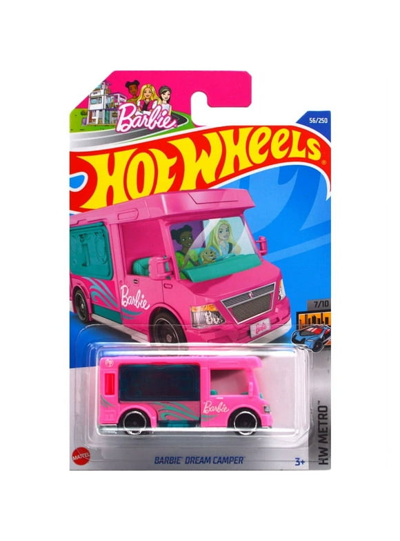 Original Mattel Hot Wheels 1/64 Cutie Pink Barbie Dream Camper NO.56 Car Alloy Model Toys for kids