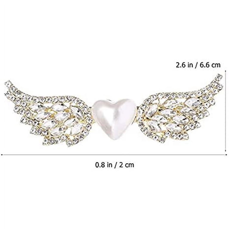 2Pcs Crystal Pearl Hair Clip Hairpin Rhinestone Angel Wings  display picture 3