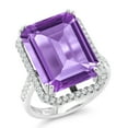 thumbnail image 3 of Gem Stone King 925 Sterling Silver Purple Amethyst Ring for Women (15.50 Cttw, Emerald Cut 18X13MM, Gemstone Birthstone, Available in Size 5, 6, 7, 8, 9), 3 of 5