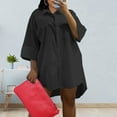 thumbnail image 2 of Spring Savings Clearance Lindreshi Jackets for Women Casual Fall Clearance Shirt Women Three Quarter Sleeve Turndown Collar Solid Casual Loose Dress Dresses, 2 of 4
