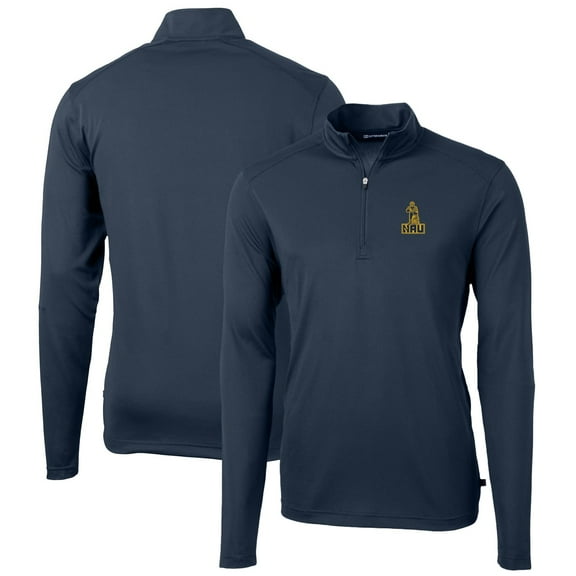 Men's Cutter & Buck Navy Northern Arizona Lumberjacks Virtue Eco Pique Recycled Quarter-Zip Pullover Top