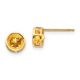 thumbnail image 1 of 14K Yellow Gold 5mm Bezel Citrine Stud Earrings, 1 of 2