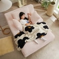 thumbnail image 3 of Miniyam Pink Oversized Chaise Lounge Chair Indoor, Corduroy Upholstered Modern Sofa Couch,No Assembly Required,Comfy Sleeper Sofa for Living Room,Office, 3 of 9