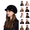 15# Black, variant on Newsboy Hat Women Knit Crochet Flower Winter Beret Warm Beanie Cap Soft Vintage with Brim Fall Winter Fashion
