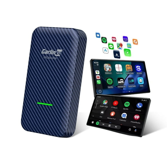 (4.0 NEW GEN)CarlinKit CP2A-T Wireless CarPlay & Android Auto Adapter, 5.8GHz Fast Connection,Plug and Play for Factory Wired CarPlay Cars, with Bluetooth 5.4, USB-C/USB-A Cables,Dark Blue